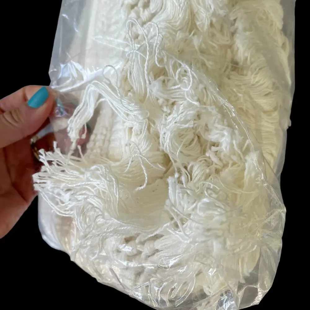 Vintage Candlewick Bedspread Fringe Full Size Hobnail Off White Reversible NOS